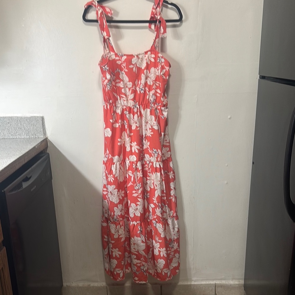 Pink Sleeveless Scoop Neck Sundress woman’s xl bow tie straps